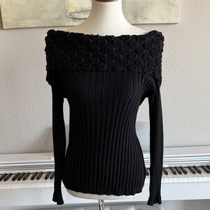 VINTAGE 90s Y2K United States Sweaters Black Off-Shoulder Sweater